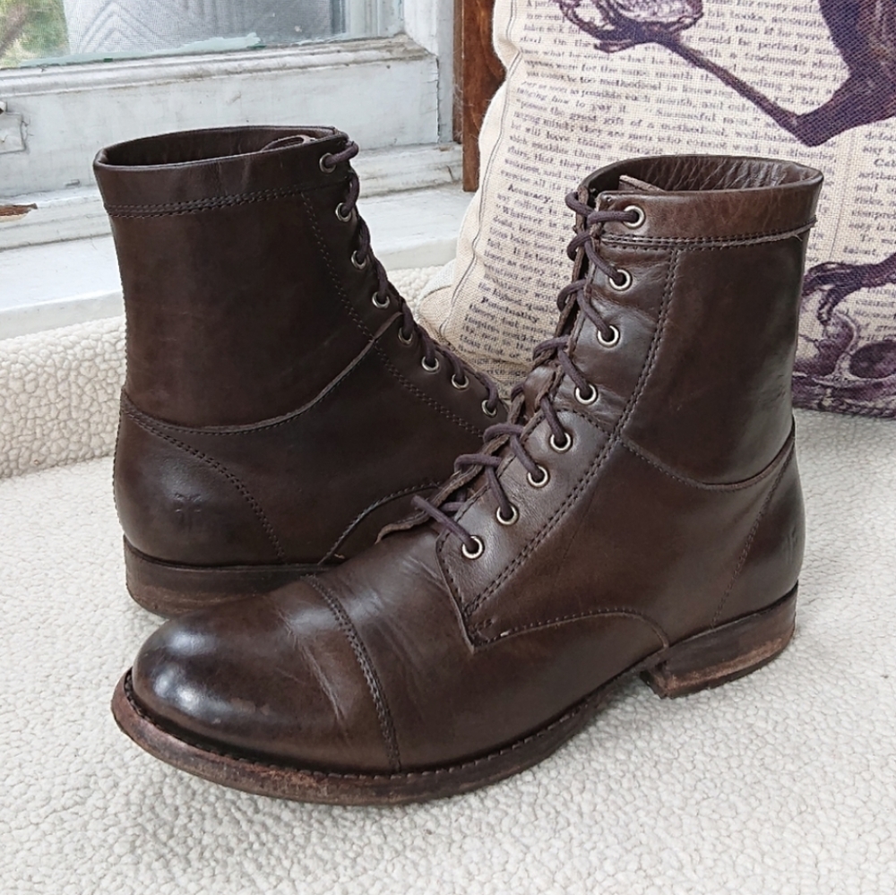 Frye "Erin Lug Workboot" Leather Combat Boot